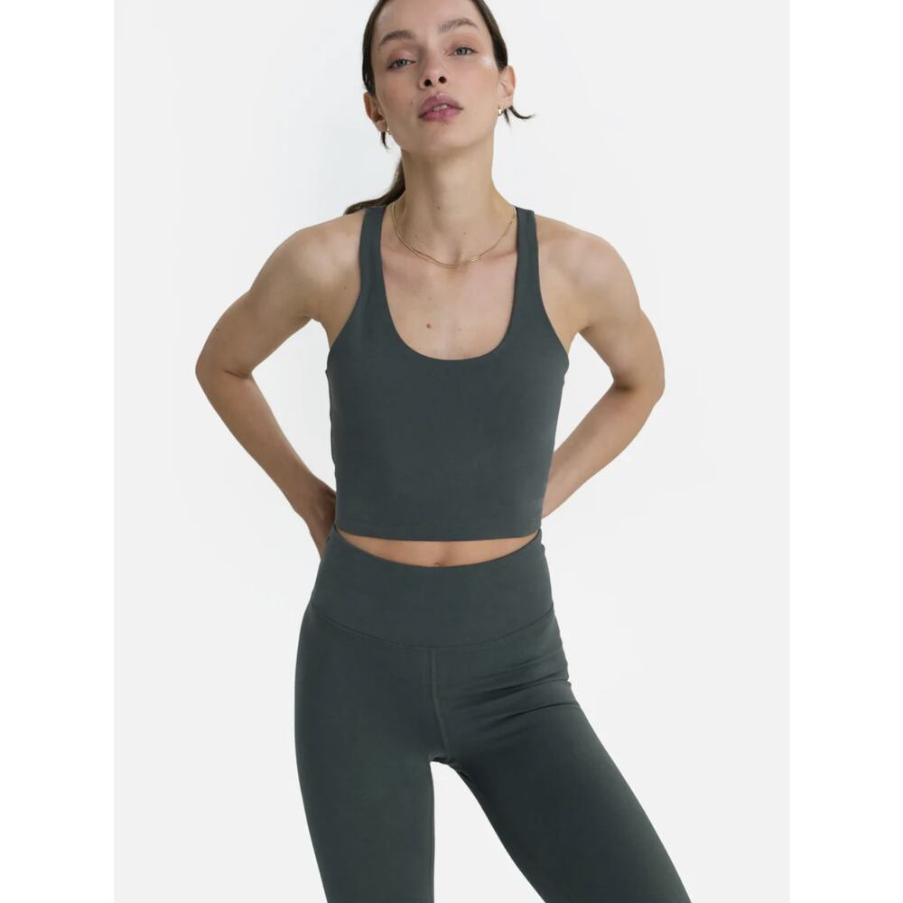 MATE the Label Stretch Racer Tank Forest Small Organic Cotton Casual Workout